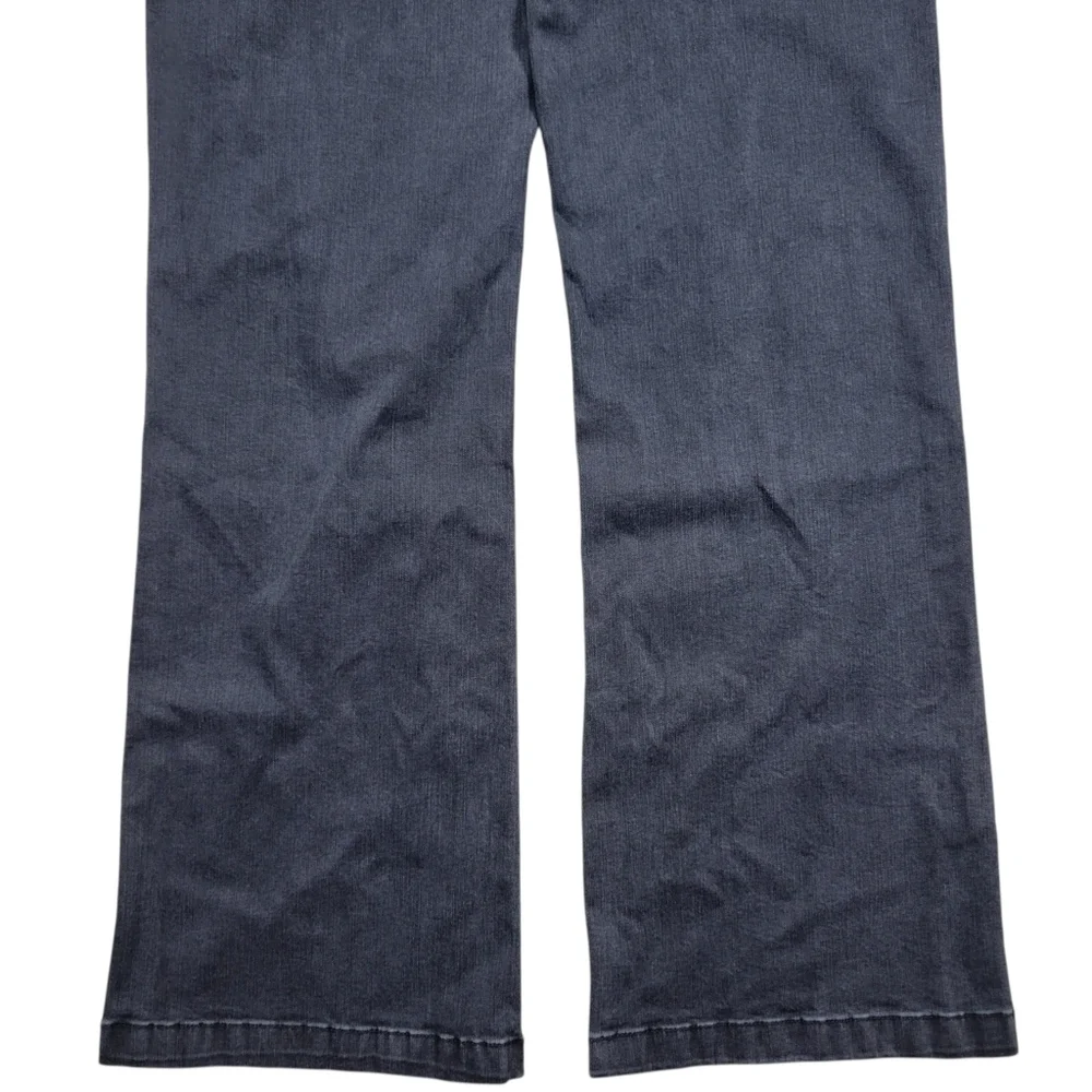 Paige Jeans Womens 33 Black Denim Leenah High Rise Slim Fit Wide Leg Destructed‎